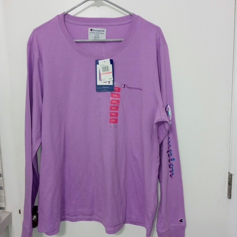 Champion long sleeve Athleticwear T Short Logo Down Sleeve And on Cuff XXL New